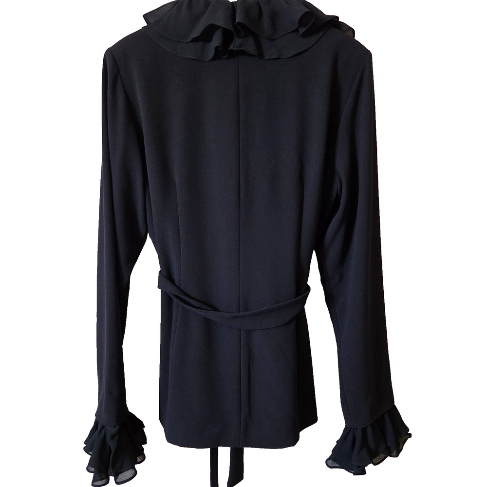 Marc Bouwer NWT Womens XL Black Blouse Convertible Ruffle Top Detachable Collar - Picture 5 of 16